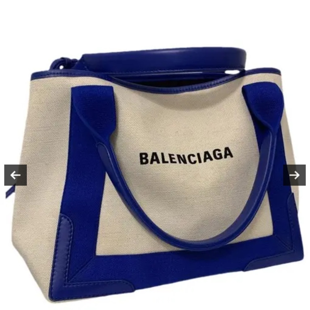 BALENCIAGA Canvas And Leather  Tote Bag With Pouch Royal Blue